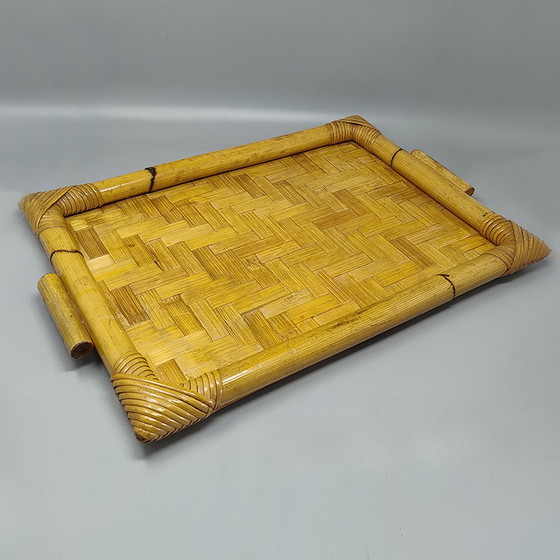 Image 1 of 1970s Astonishing Italian Tray in Bamboo, Rattan and Wicker. Made in Italy