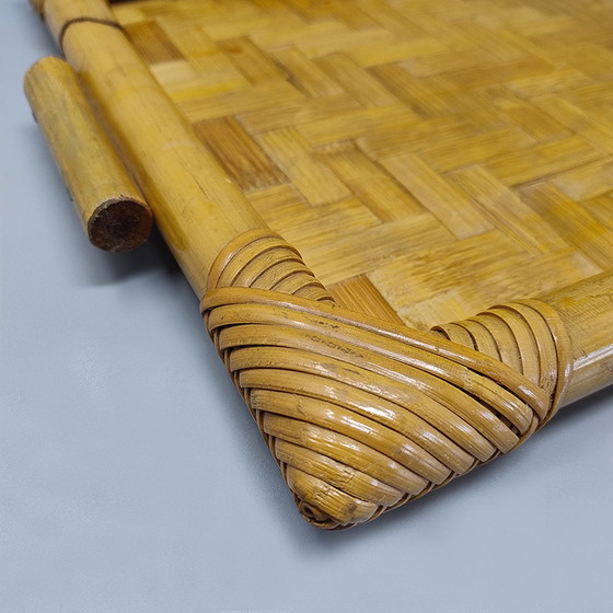 Image 1 of 1970s Astonishing Italian Tray in Bamboo, Rattan and Wicker. Made in Italy