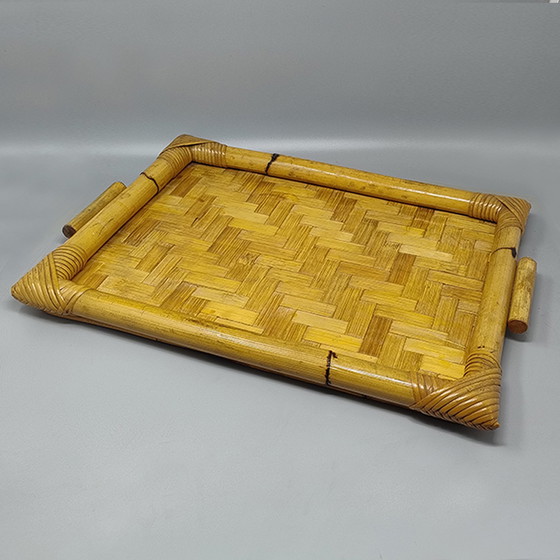 Image 1 of 1970s Astonishing Italian Tray in Bamboo, Rattan and Wicker. Made in Italy