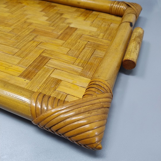 Image 1 of 1970s Astonishing Italian Tray in Bamboo, Rattan and Wicker. Made in Italy