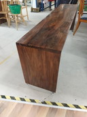 Side table solid wood on wheels