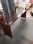Side table solid wood on wheels