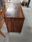Side table solid wood on wheels