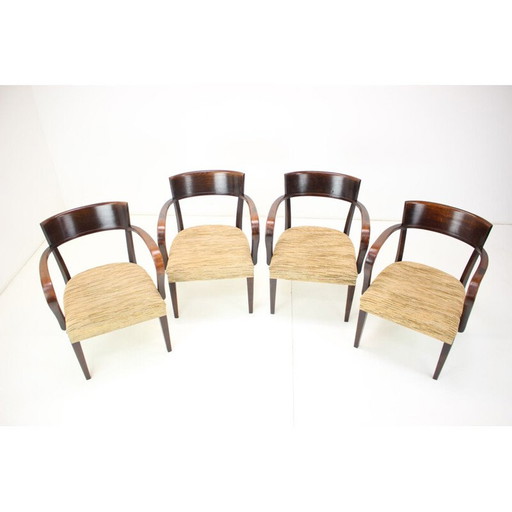 Set of 4 vintage Catalog armchairs H-224 by Jindřich Halabala, Czechoslovakia 1930s