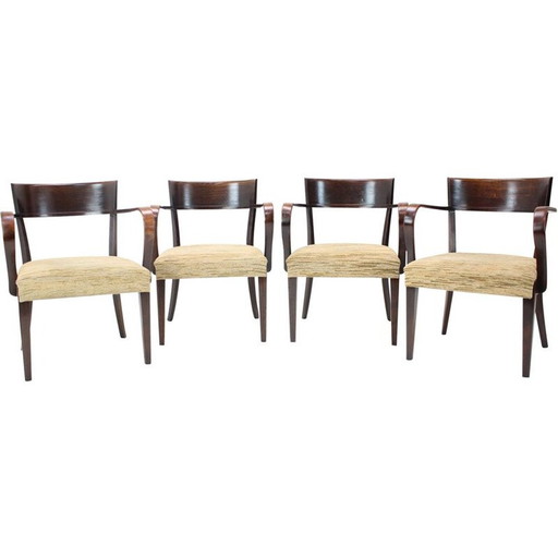 Set of 4 vintage Catalog armchairs H-224 by Jindřich Halabala, Czechoslovakia 1930s