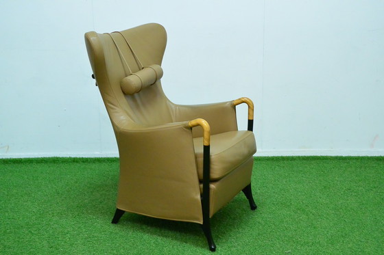 Image 1 of Leather Giorgetti Progetti Wing design armchair