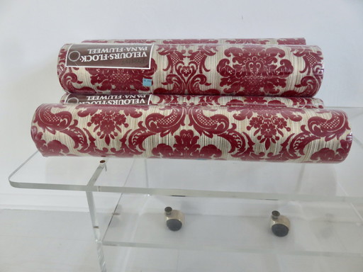 Roll Of Rare Baroque Velvet- Flock Wallpaper, Exceptional Quality, France 1950