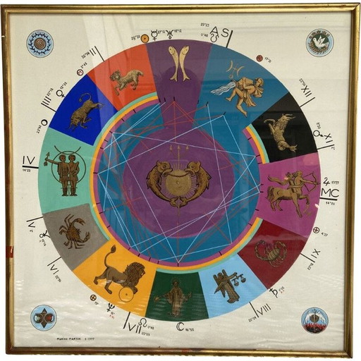 Póster vintage de los signos del zodíaco de Martine Martin, 1977