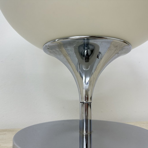 Kaiser Leuchten Table Lamp Opaline Glass And Chrome Space Age 1970S