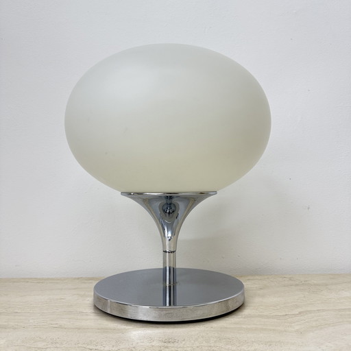 Kaiser Leuchten Table Lamp Opaline Glass And Chrome Space Age 1970S