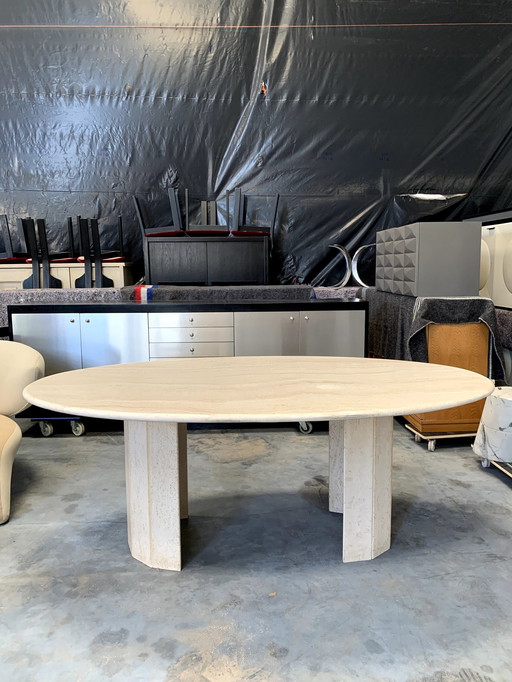 Travertine Oval Dining Table