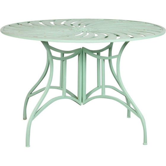 Image 1 of Vintage round metal folding garden table, 1990