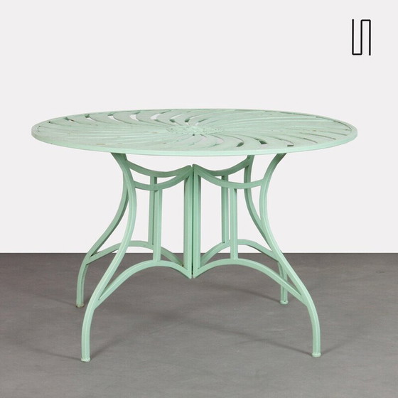 Image 1 of Vintage round metal folding garden table, 1990