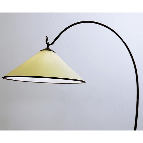 Image 1 of Mid-century wrought iron tripod floor lamp with shelf, Italy 1960s