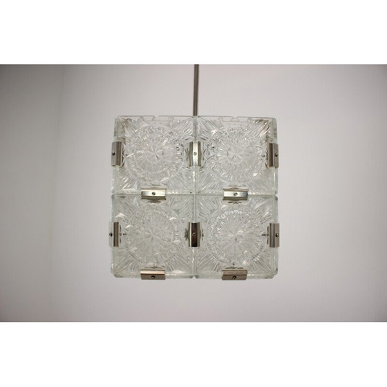 Image 1 of Mid-century square clear glass chandelier by Kamenicky Senov, 1960s