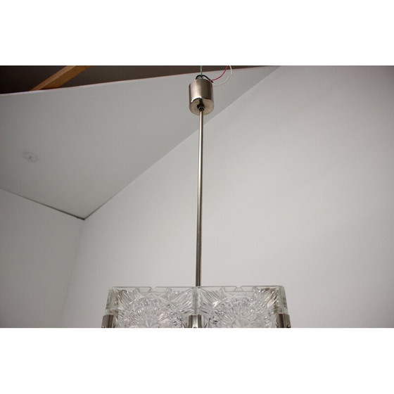 Image 1 of Mid-century square clear glass chandelier by Kamenicky Senov, 1960s