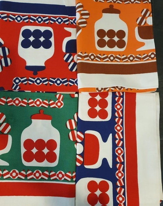 Image 1 of 13315 1970s Vintage Cotton Tablecloth Rug Rug