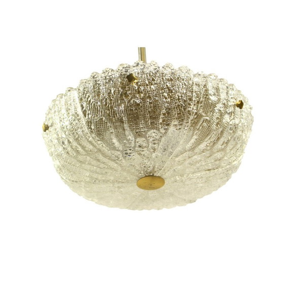 Image 1 of Vintage brass and crystal glass pendant light by Carl Fagerlund for Orrefors, 1960