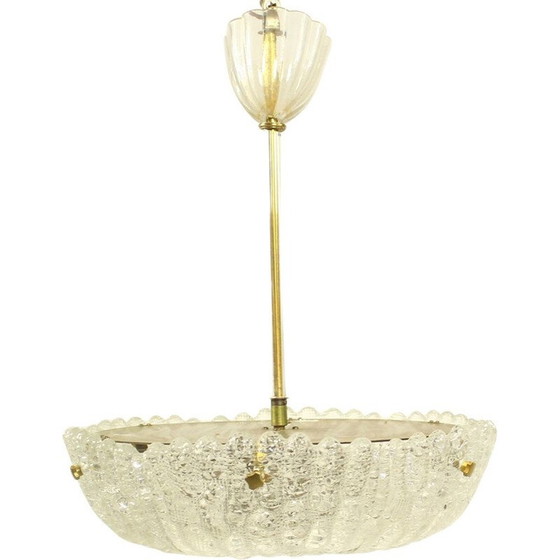 Image 1 of Vintage brass and crystal glass pendant light by Carl Fagerlund for Orrefors, 1960