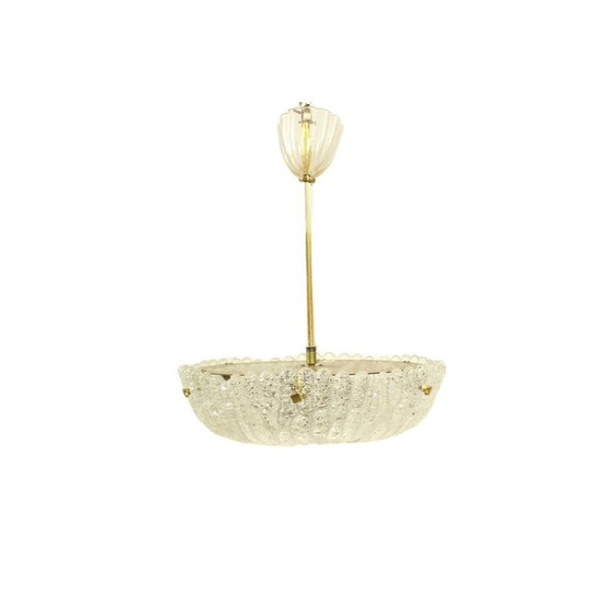 Image 1 of Vintage brass and crystal glass pendant light by Carl Fagerlund for Orrefors, 1960