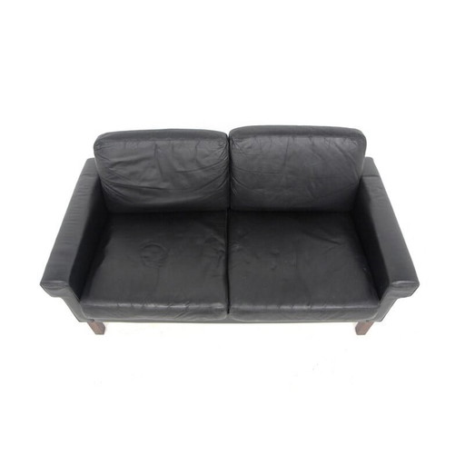 Scandinavian vintage 2 seater leather sofa, Sweden 1950