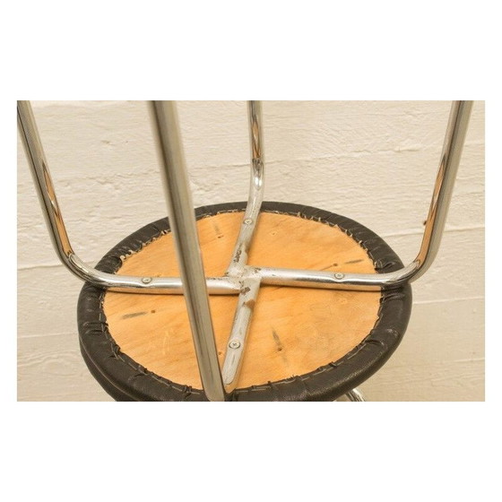 Image 1 of Set di 14 sgabelli vintage cromati e in similpelle, Belgio 1970