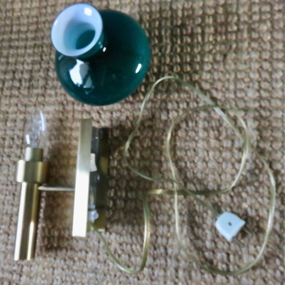 Image 1 of Vintage brushed brass and glass wall lamp Vitrika, Denmark 1980