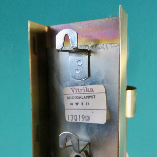 Vintage brushed brass and glass wall lamp Vitrika, Denmark 1980