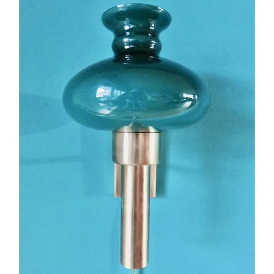 Image 1 of Vintage brushed brass and glass wall lamp Vitrika, Denmark 1980
