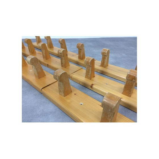 Image 1 of Pair of vintage pine wall coat racks with 4 hooks