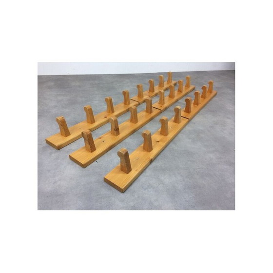 Image 1 of Pair of vintage pine wall coat racks with 4 hooks