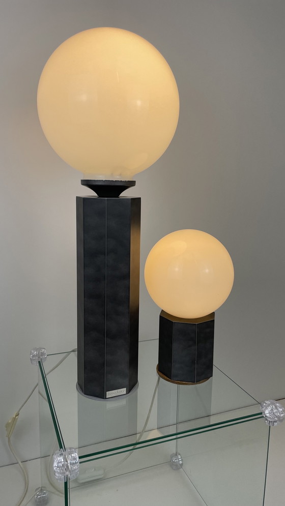 Image 1 of Vintage Set of Ball Lamps Bony Design Gray