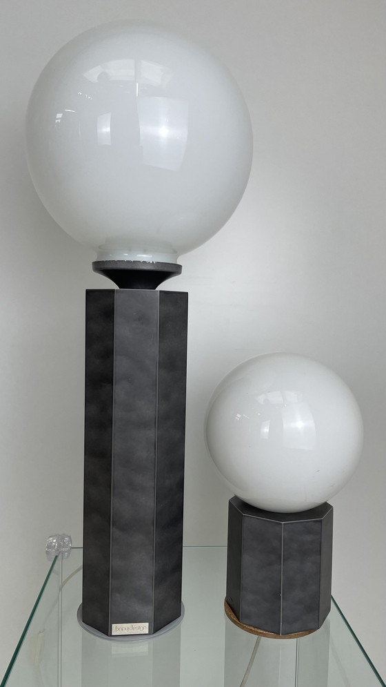 Image 1 of Vintage Set of Ball Lamps Bony Design Gray