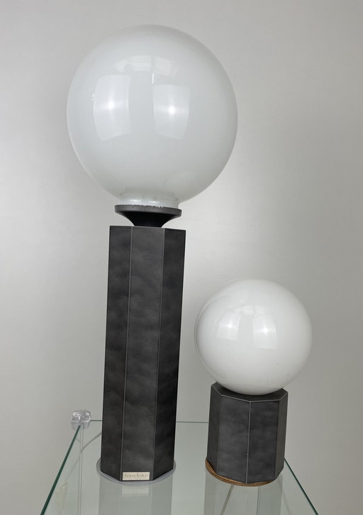 Vintage Set of Ball Lamps Bony Design Gray