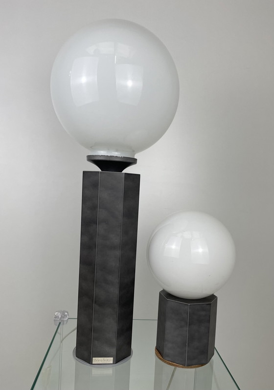 Image 1 of Vintage Set of Ball Lamps Bony Design Gray