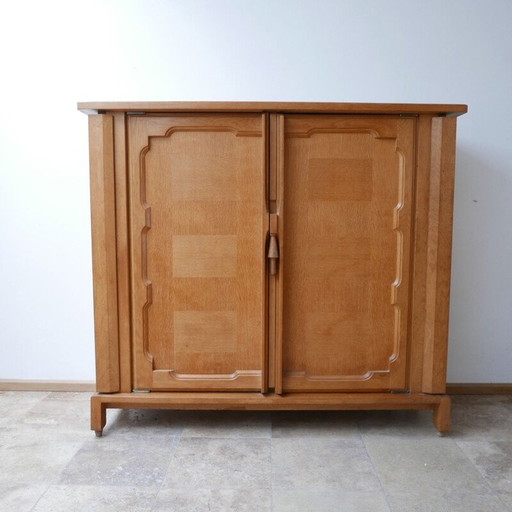 Vintage oak cabinet model bouvine by Guillerme and Chambron, France 1960