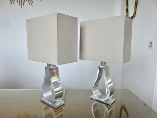 Pair Of Aluminium Lamps By Monica Mulder For Ikea