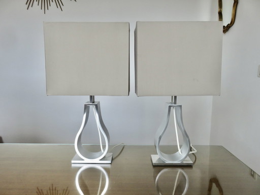 Pair Of Aluminium Lamps By Monica Mulder For Ikea