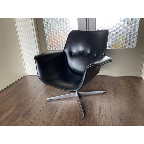 Image 1 of Vintage scandinavian black armchair, 1960s