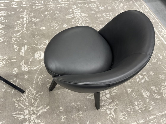 Image 1 of Rolf Benz 562 Fauteuil cuir noir Fauteuil pivotant