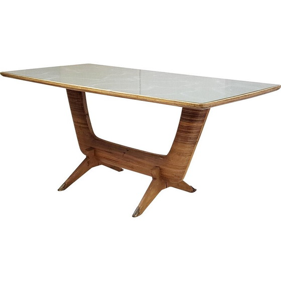 Image 1 of Vintage dining table with glass top, 1950