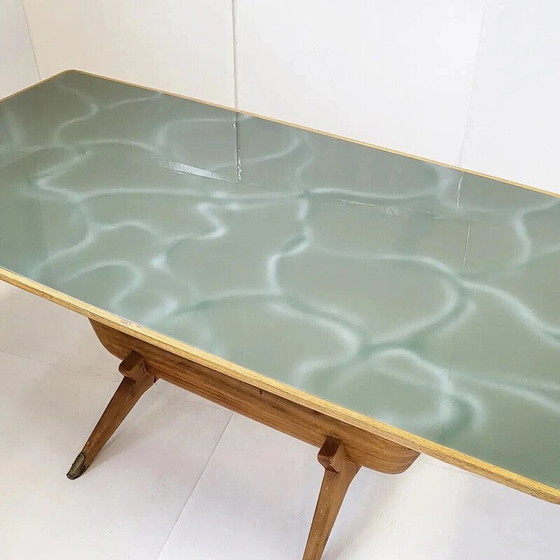 Image 1 of Vintage dining table with glass top, 1950