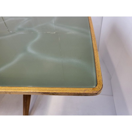 Image 1 of Vintage dining table with glass top, 1950