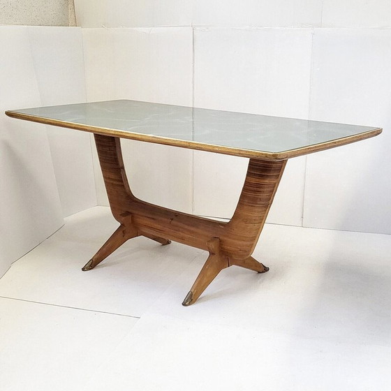 Image 1 of Vintage dining table with glass top, 1950