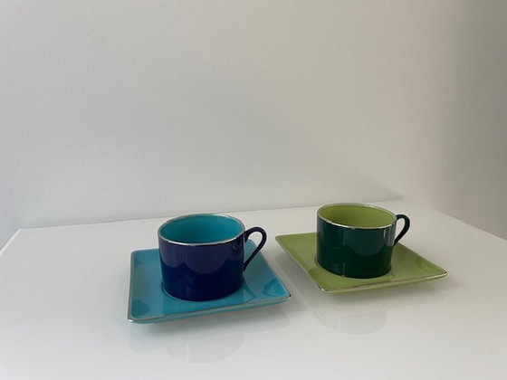 Image 1 of 2 Tazze e Piattini Colorati - Yves Deshoulières Aplico Limoges