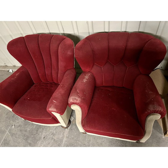 Image 1 of Pair of Danish vintage upholstered armchairs