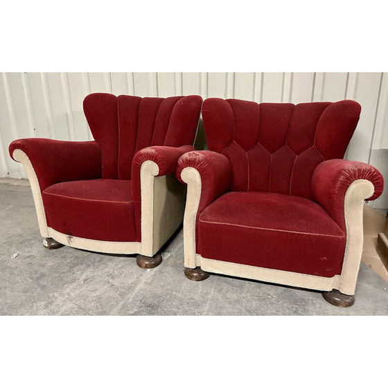 Image 1 of Pair of Danish vintage upholstered armchairs