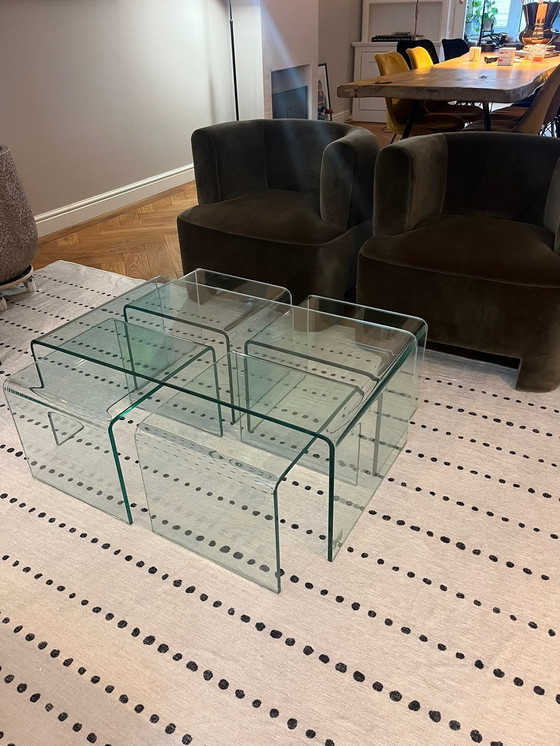 Image 1 of Modern Glass Design Coffee Table Set