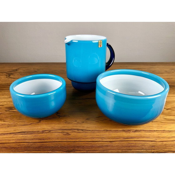 Image 1 of Set of vintage pitcher and bowls in glass by Michael Bang for Holmegaard, 1970s