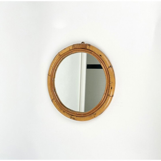 Image 1 of Mid-century bamboo round mirror, Italy 1960